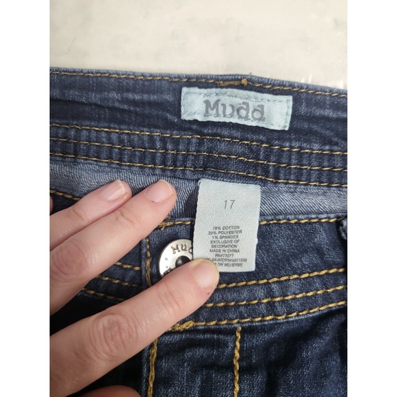 Y2K Mudd Dark Wash Boot Cut Jeans - Size 17 - Picture 3 of 5